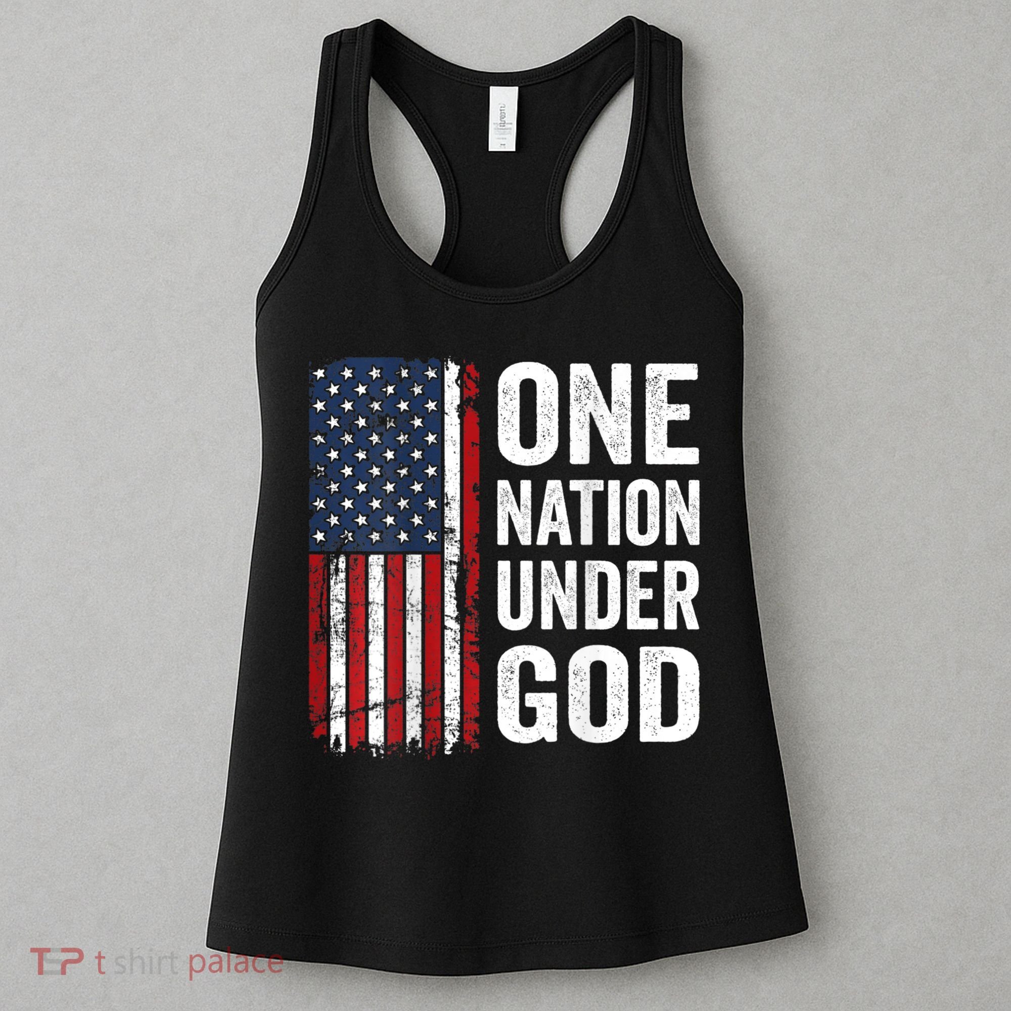 One Nation Under God Patriotic Christian Usa Flag Women's Tank Top