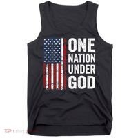 One Nation Under God Patriotic Christian Usa Flag Tank Top thumb 0