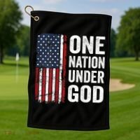One Nation Under God Patriotic Christian Usa Flag Golf Towel thumb 1