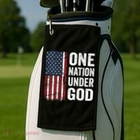 One Nation Under God Patriotic Christian Usa Flag Golf Towel thumb 2