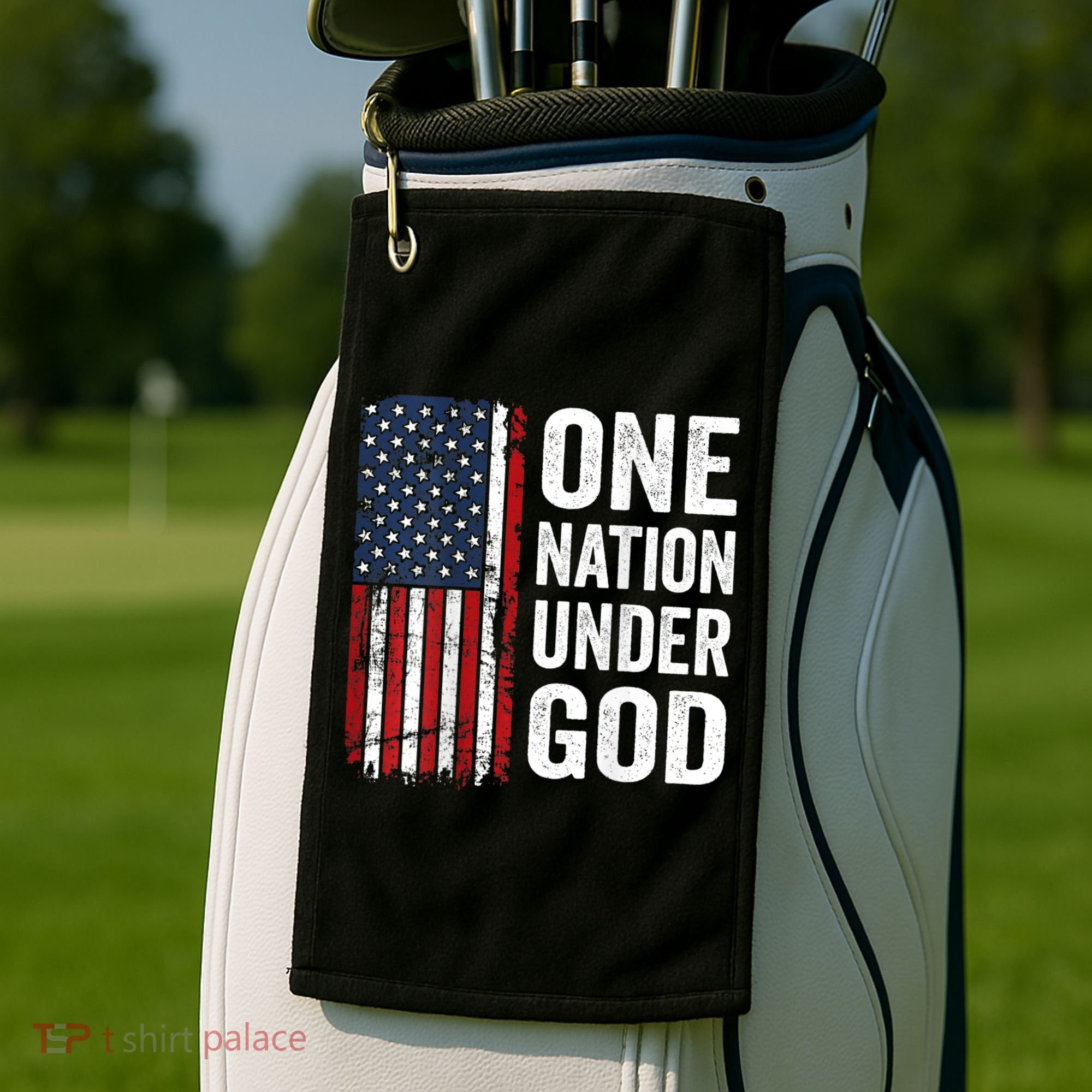 One Nation Under God Patriotic Christian Usa Flag Golf Towel
