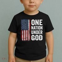 One Nation Under God Patriotic Christian Usa Flag Toddler T-Shirt thumb 2