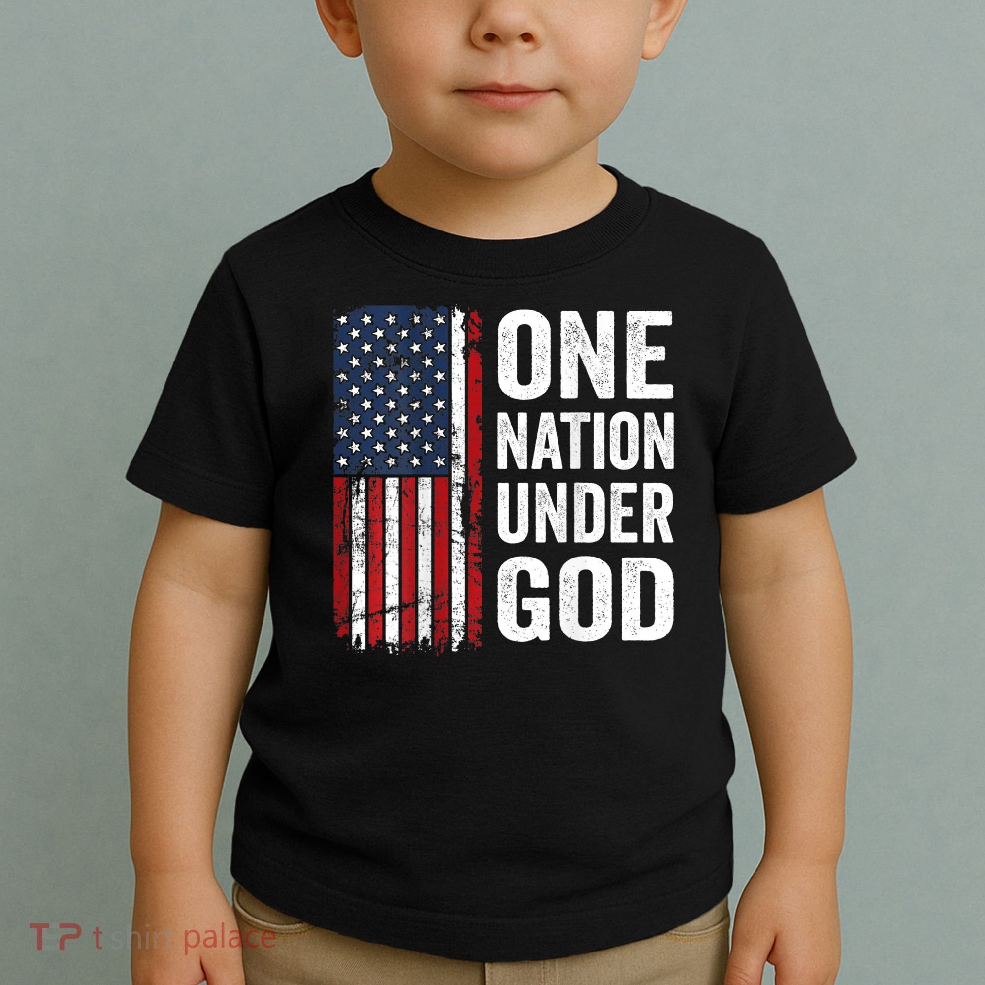 One Nation Under God Patriotic Christian Usa Flag Toddler T-Shirt