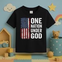 One Nation Under God Patriotic Christian Usa Flag Toddler T-Shirt thumb 3
