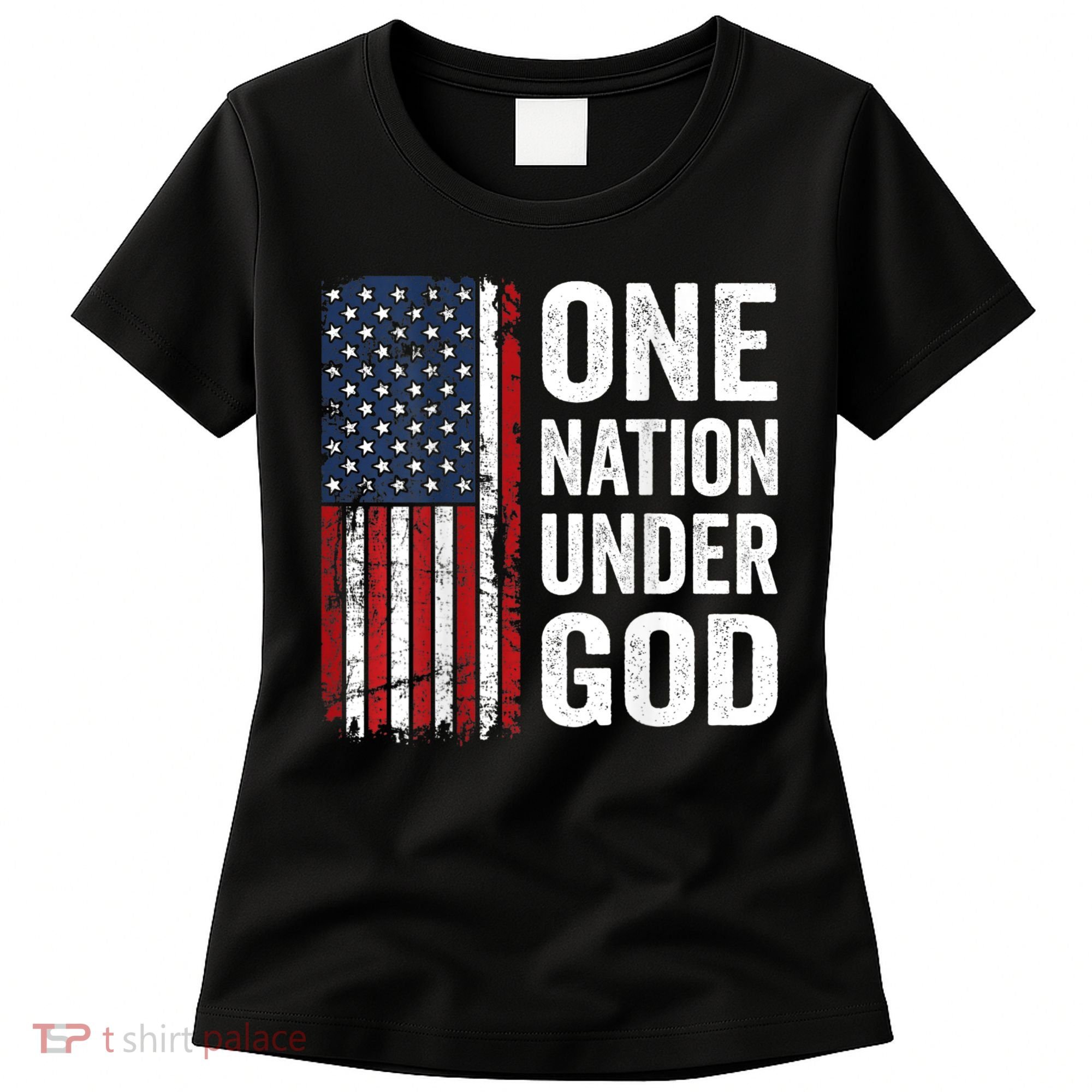 One Nation Under God Patriotic Christian Usa Flag Women's T-Shirt