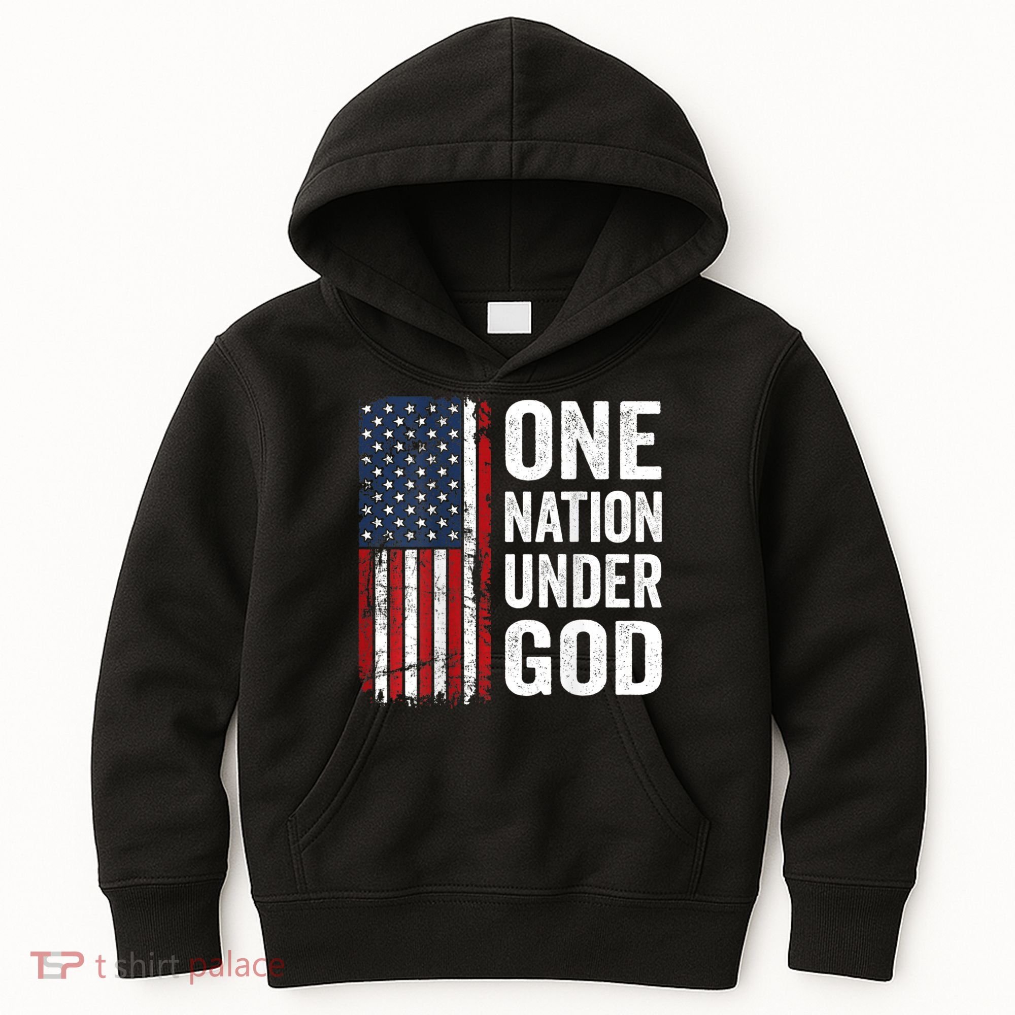 One Nation Under God Patriotic Christian Usa Flag Kids Hoodie