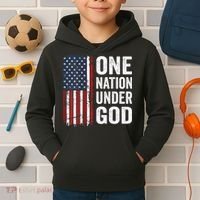 One Nation Under God Patriotic Christian Usa Flag Kids Hoodie thumb 2
