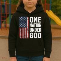 One Nation Under God Patriotic Christian Usa Flag Kids Hoodie thumb 3