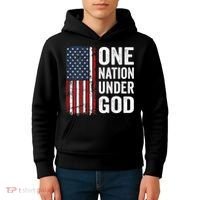 One Nation Under God Patriotic Christian Usa Flag Kids Hoodie thumb 4
