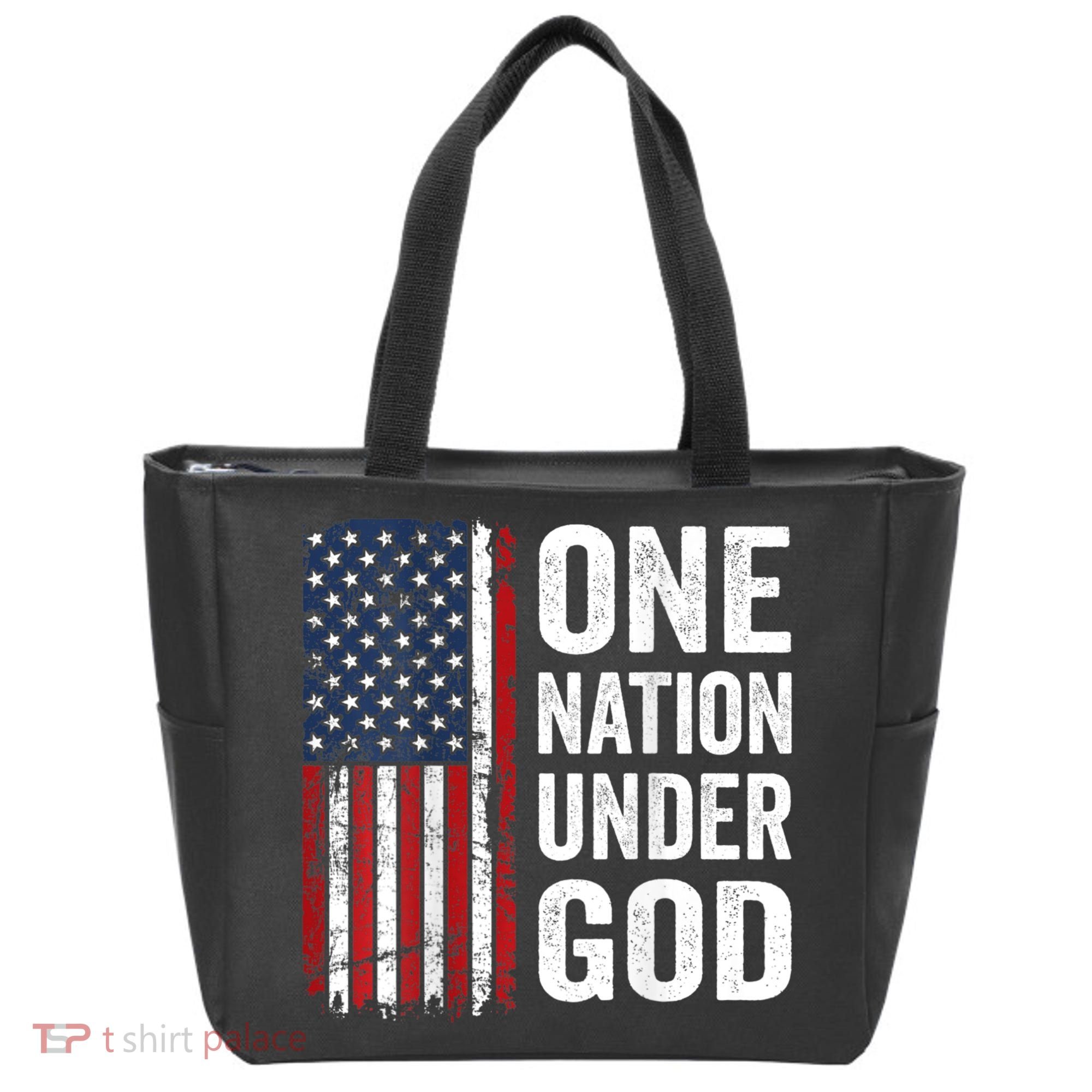 One Nation Under God Patriotic Christian Usa Flag Tote Bag