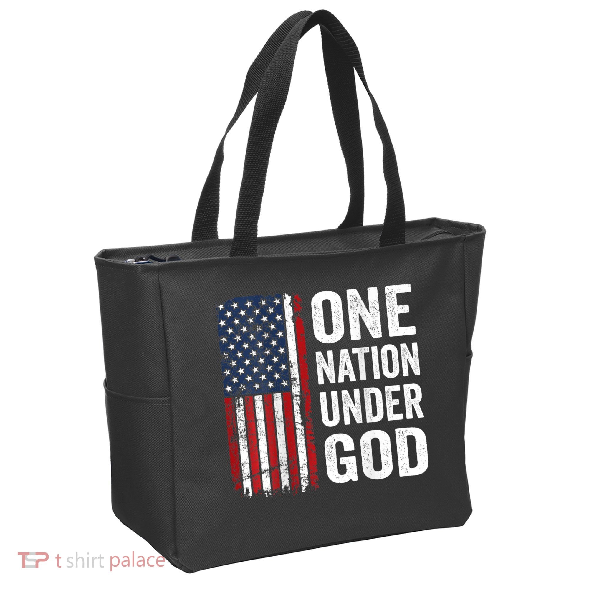 One Nation Under God Patriotic Christian Usa Flag Tote Bag