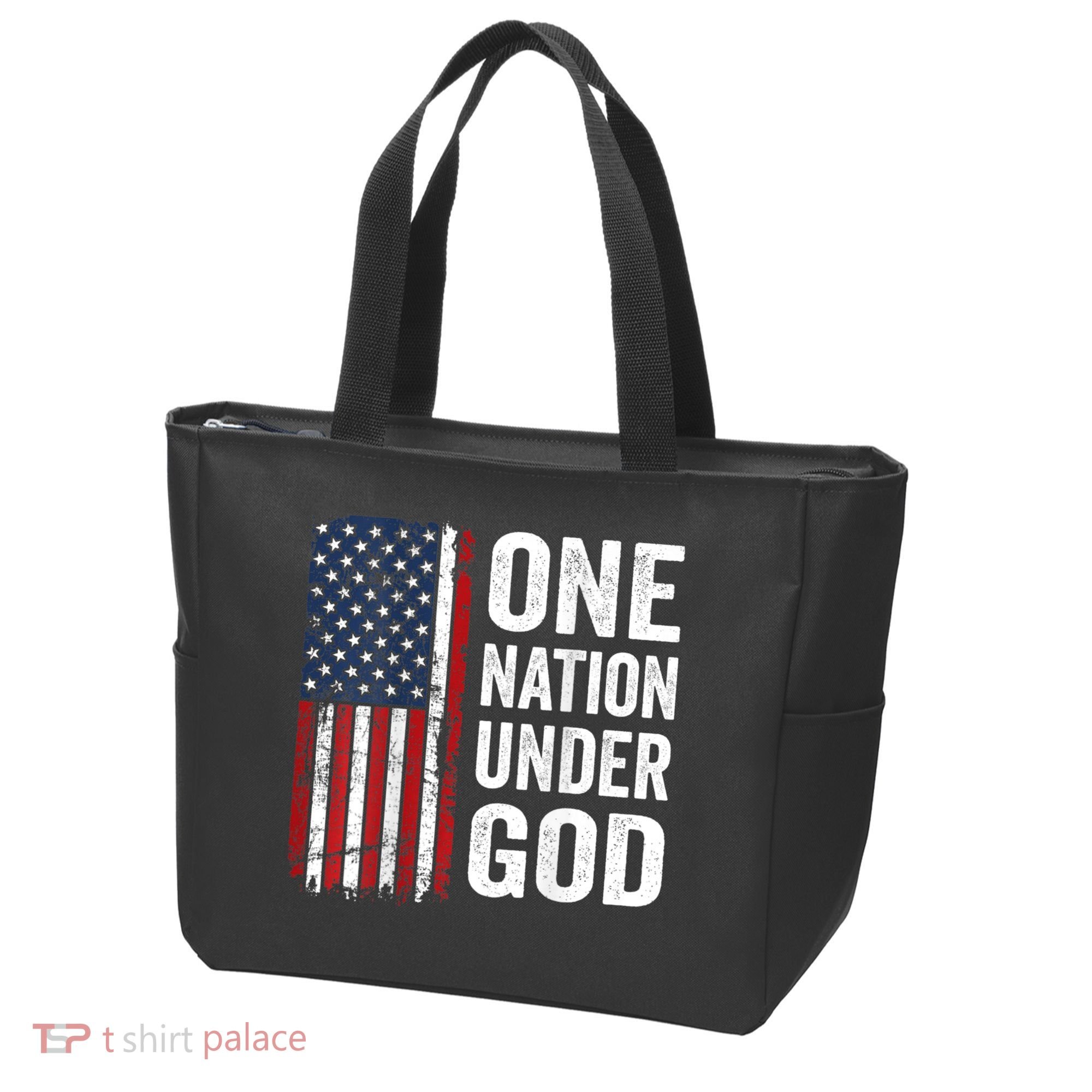 One Nation Under God Patriotic Christian Usa Flag Tote Bag