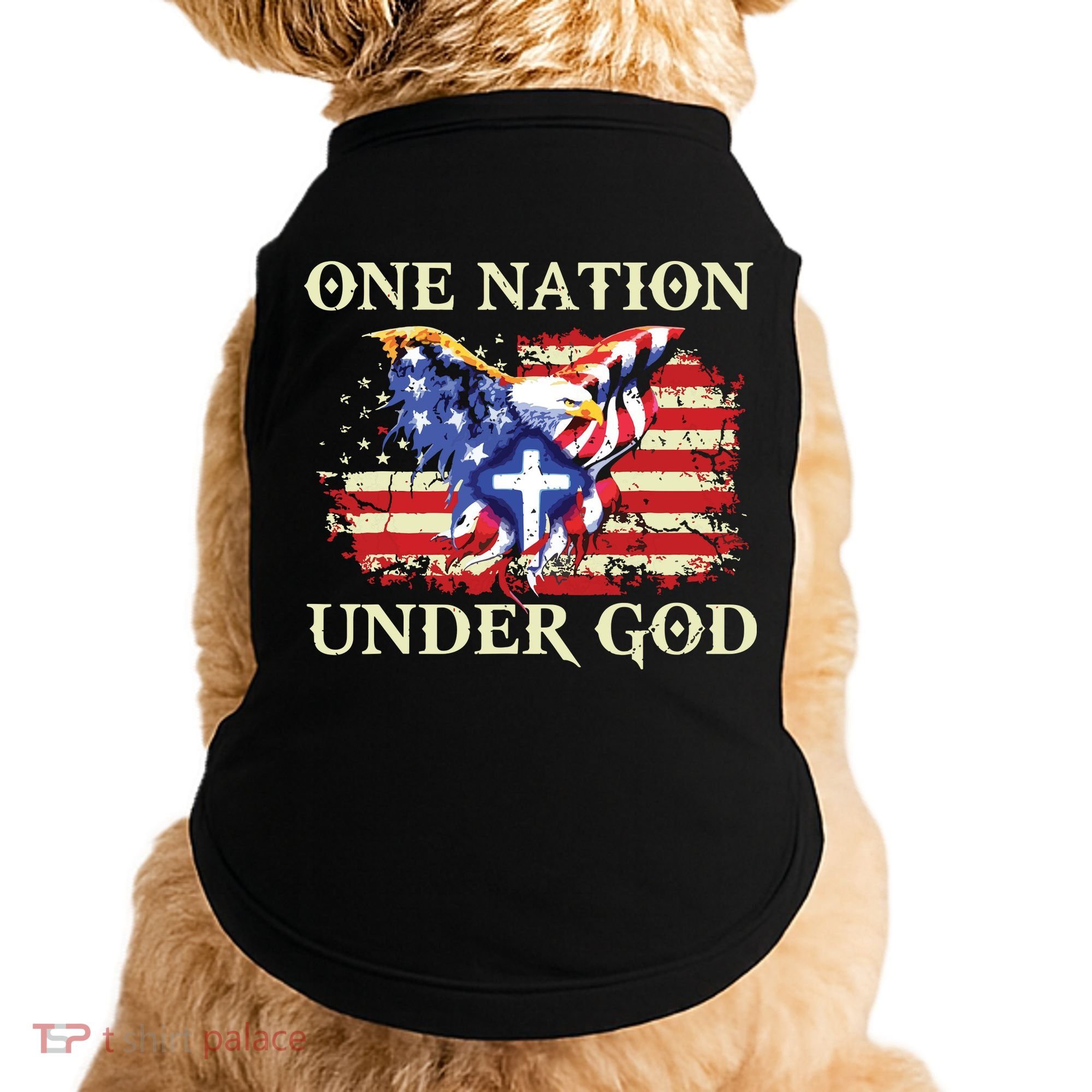 One Nation Under God Patriotic Usa Christian Doggie Tank