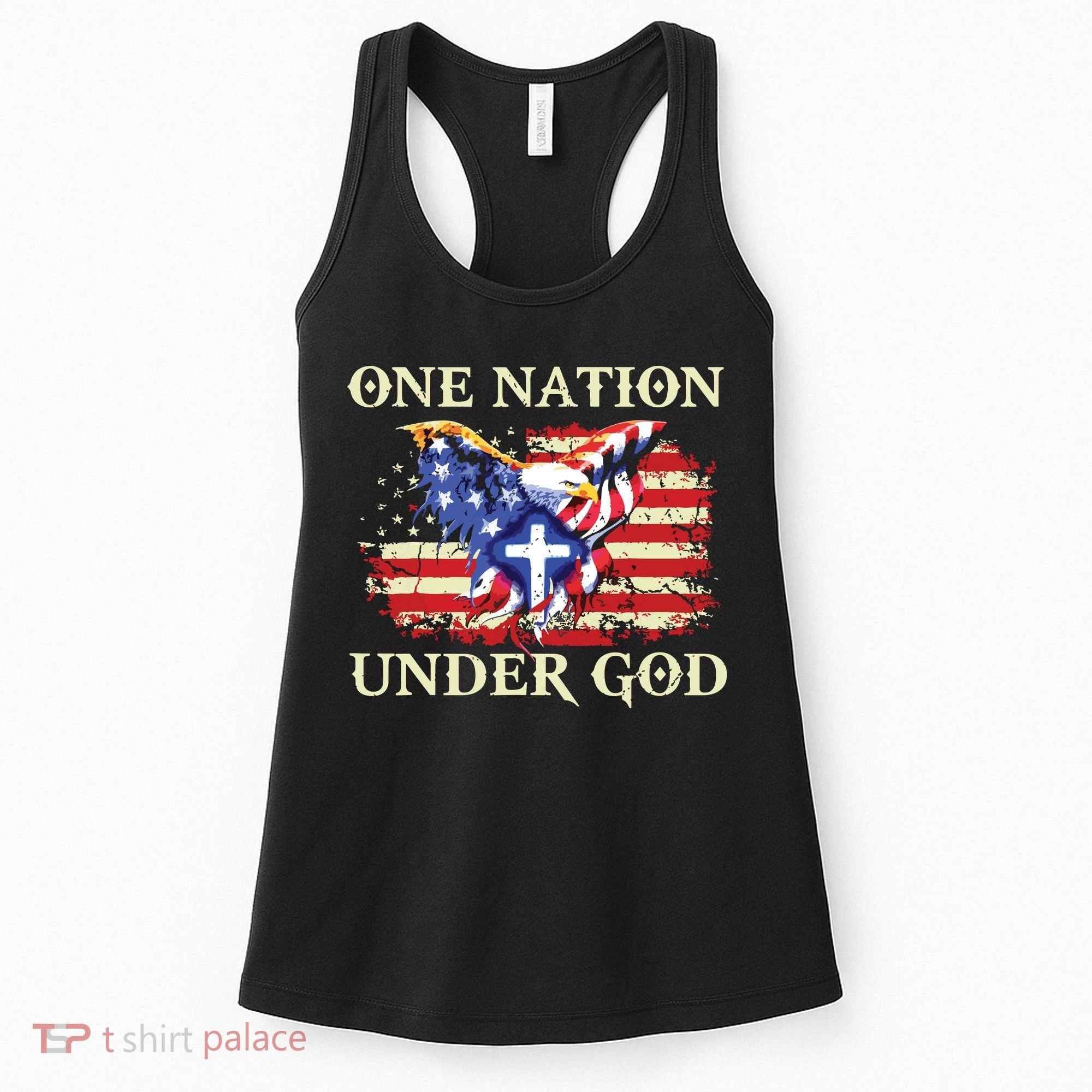 One Nation Under God Patriotic Usa Christian Women's Tank Top