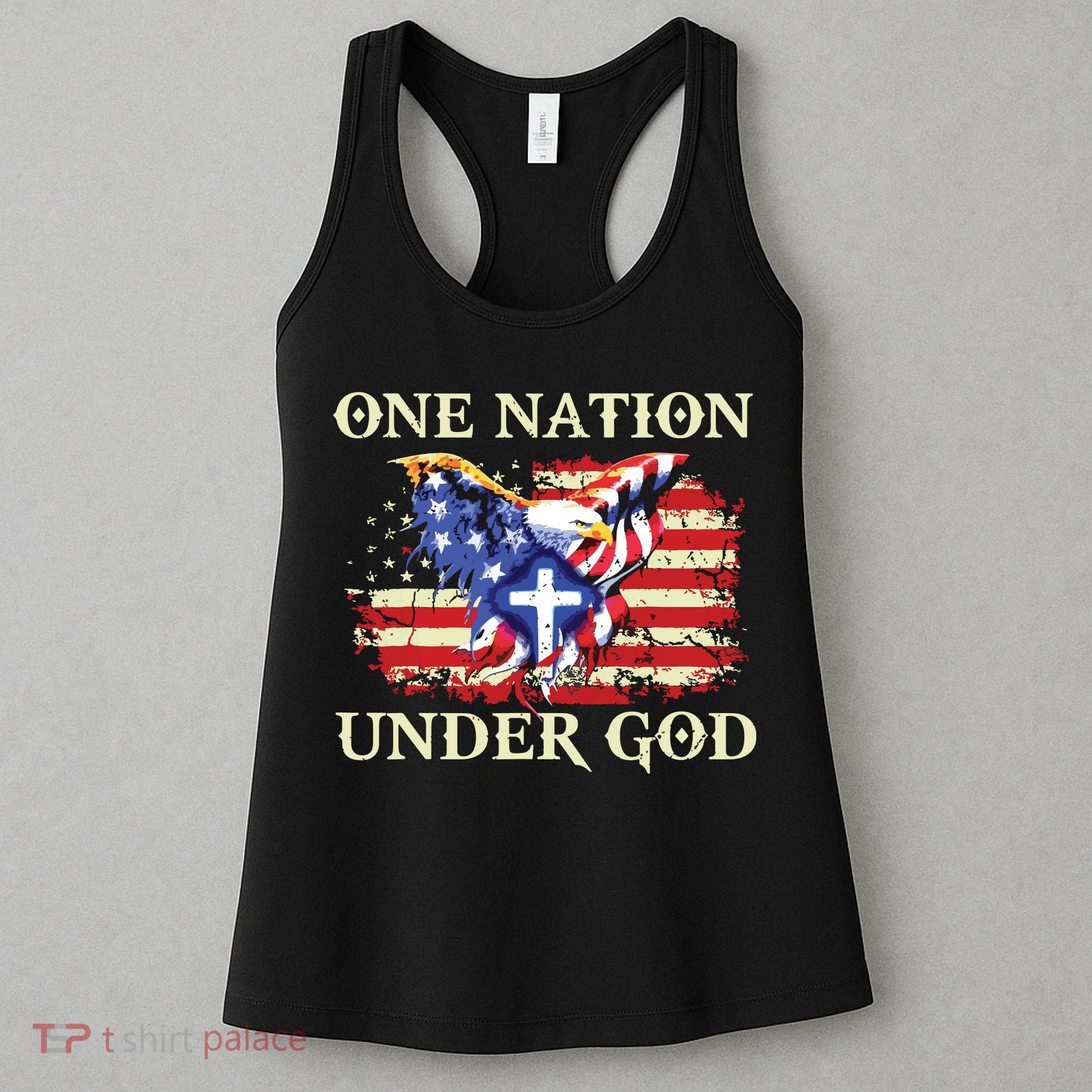 One Nation Under God Patriotic Usa Christian Women's Tank Top