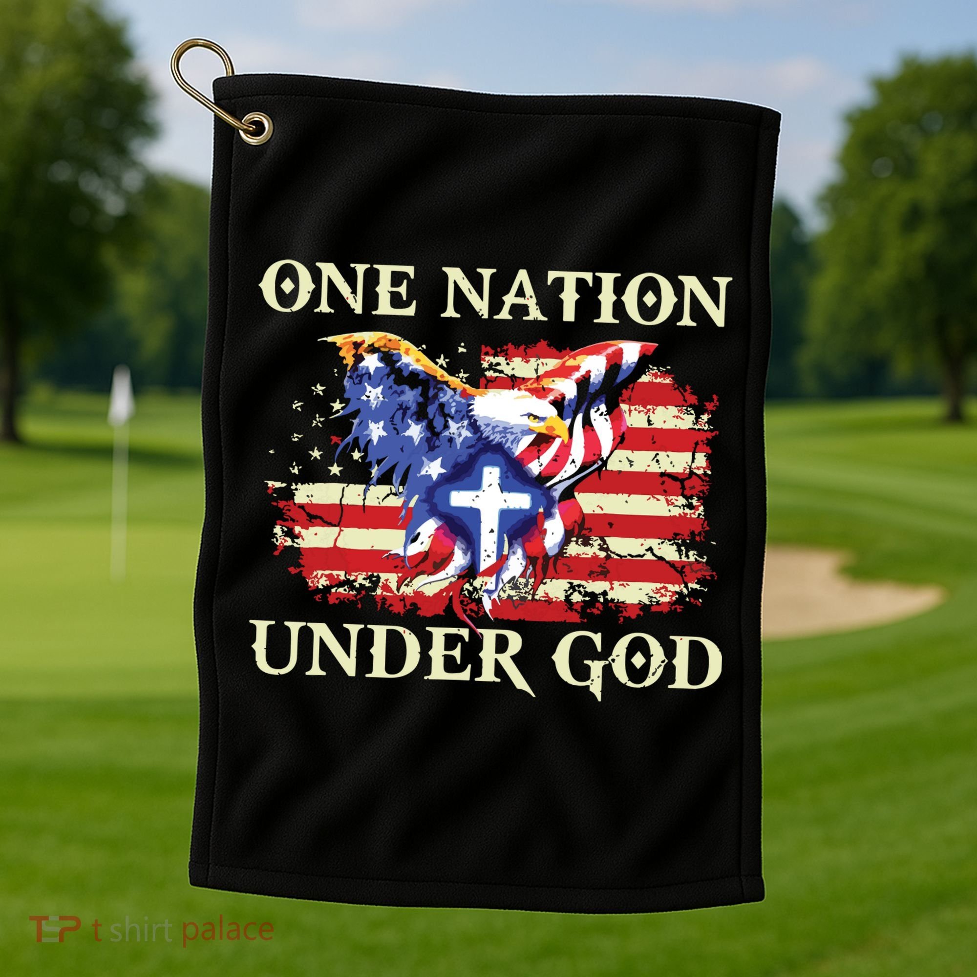 One Nation Under God Patriotic Usa Christian Golf Towel