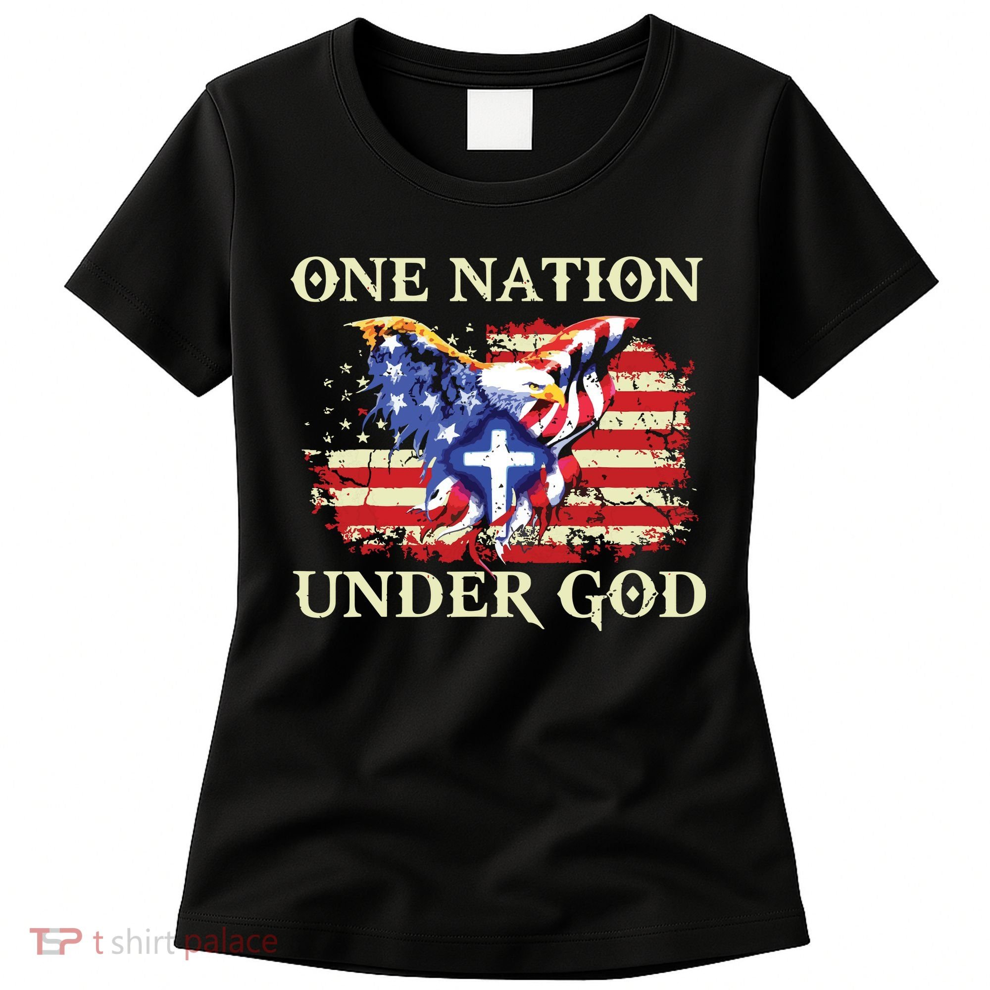 One Nation Under God Patriotic Usa Christian Women's T-Shirt