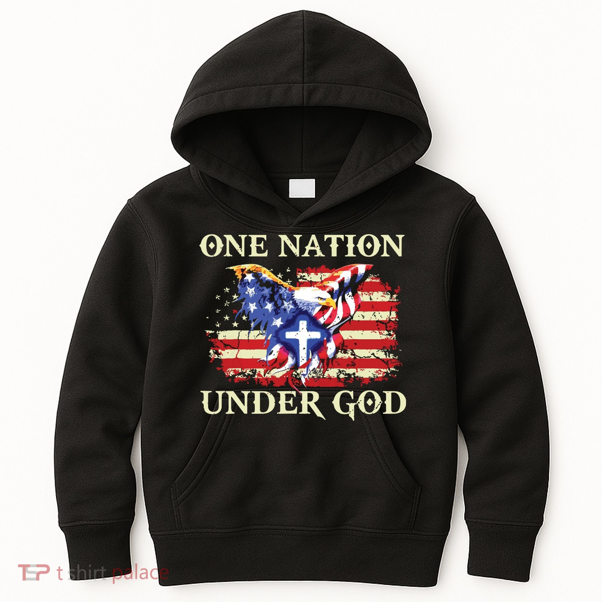 One Nation Under God Patriotic Usa Christian Kids Hoodie