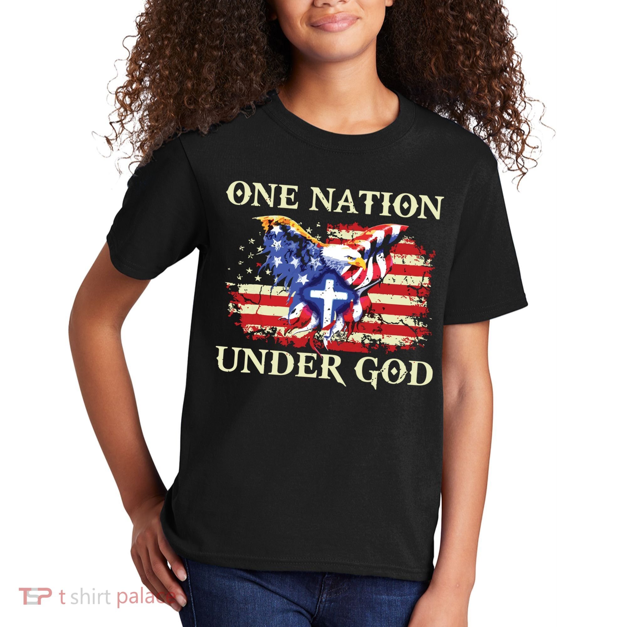 One Nation Under God Patriotic Usa Christian Kids T-Shirt