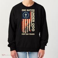 One Nation Under God For 250 Years Distressed Grunge USA Flag Women's Sweatshirt thumb 0