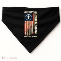 One Nation Under God For 250 Years Distressed Grunge USA Flag USA-Made Doggie Bandana thumb 0