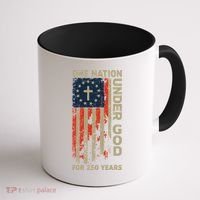 One Nation Under God For 250 Years Distressed Grunge USA Flag Coffee Mug thumb 1
