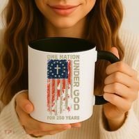 One Nation Under God For 250 Years Distressed Grunge USA Flag Coffee Mug thumb 3