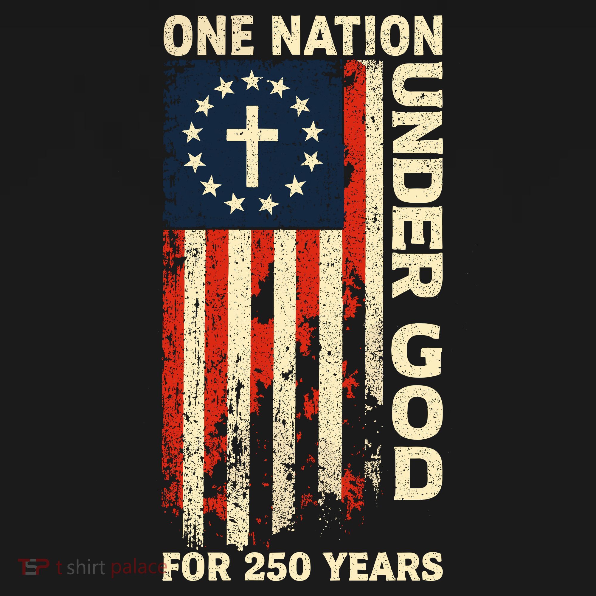 One Nation Under God For 250 Years Distressed Grunge USA Flag Women's Hoodie