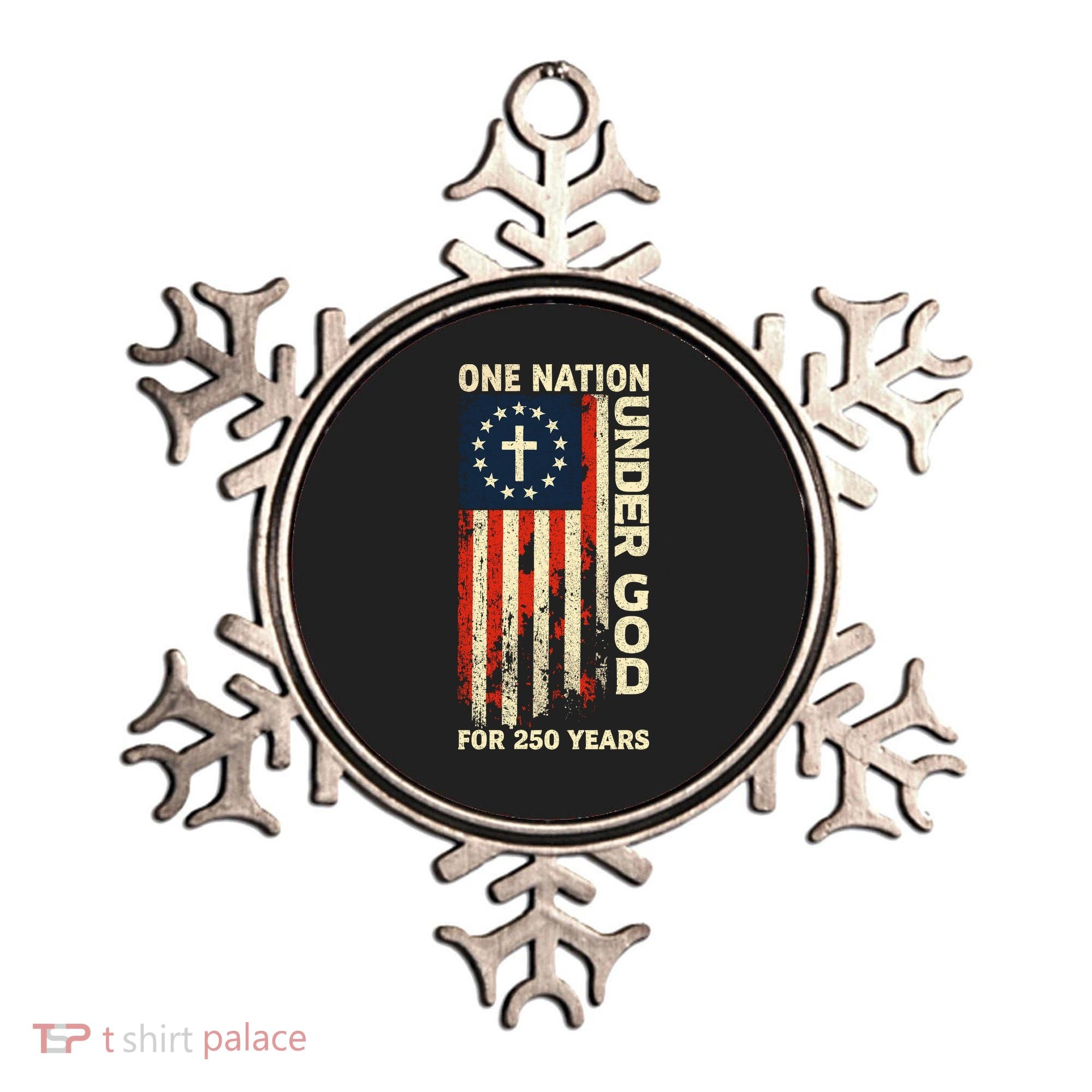 One Nation Under God For 250 Years Distressed Grunge USA Flag Ornament