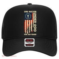 One Nation Under God For 250 Years Distressed Grunge USA Flag Hat thumb 0