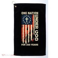 One Nation Under God For 250 Years Distressed Grunge USA Flag Golf Towel thumb 0