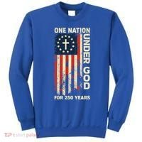 One Nation Under God For 250 Years Distressed Grunge USA Flag Sweatshirt thumb 0