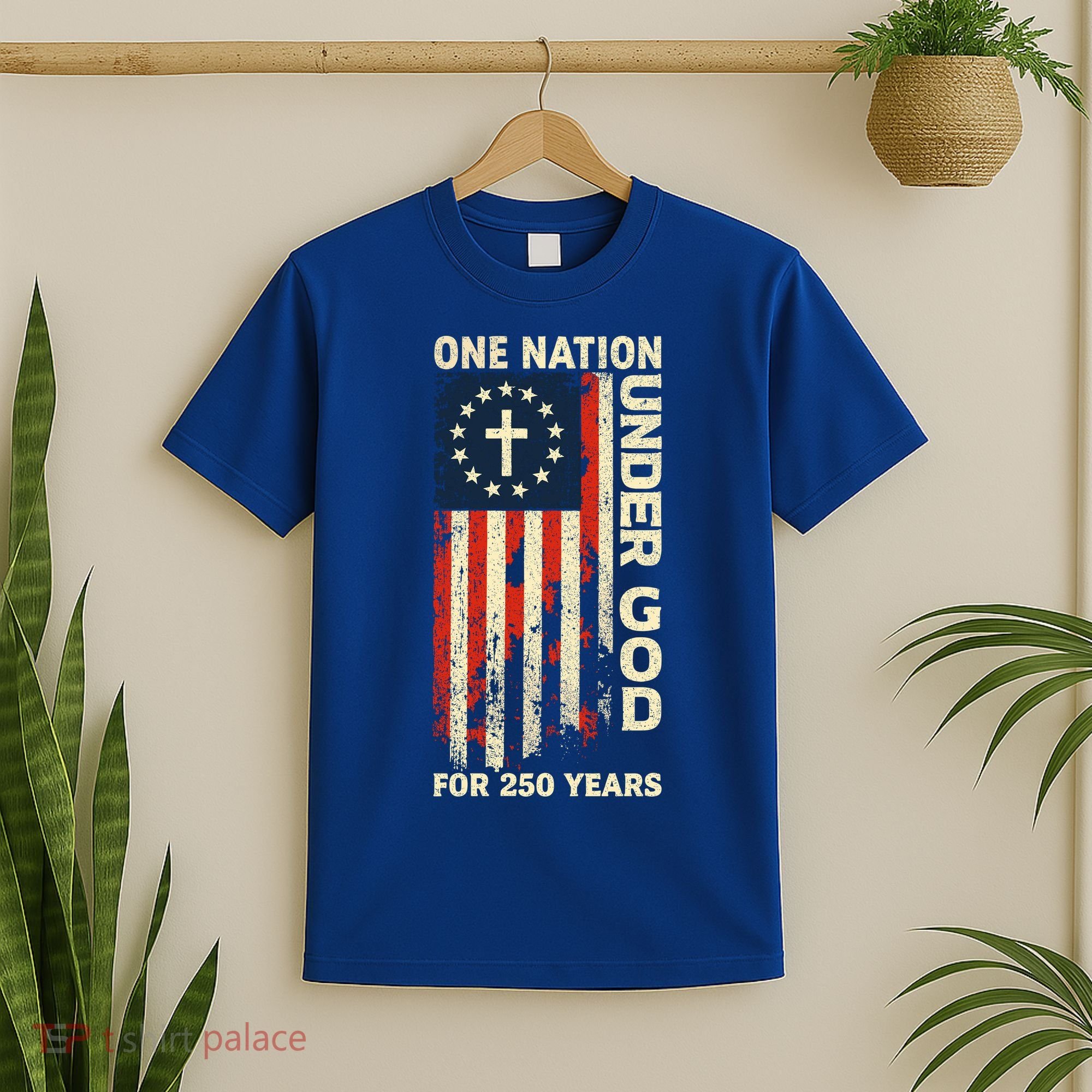 One Nation Under God For 250 Years Distressed Grunge USA Flag T-Shirt
