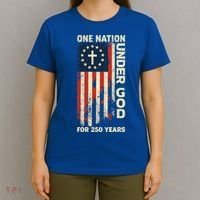 One Nation Under God For 250 Years Distressed Grunge USA Flag T-Shirt thumb 4