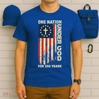 One Nation Under God For 250 Years Distressed Grunge USA Flag T-Shirt thumb 6