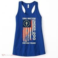 One Nation Under God For 250 Years Distressed Grunge USA Flag Women's Tank Top thumb 0
