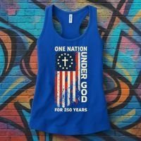 One Nation Under God For 250 Years Distressed Grunge USA Flag Women's Tank Top thumb 3