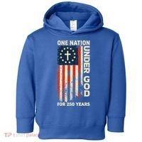 One Nation Under God For 250 Years Distressed Grunge USA Flag Toddler Hoodie thumb 0