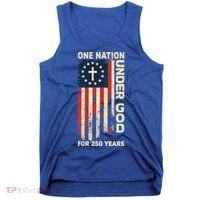 One Nation Under God For 250 Years Distressed Grunge USA Flag Tank Top thumb 0