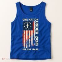 One Nation Under God For 250 Years Distressed Grunge USA Flag Tank Top thumb 2
