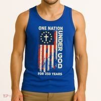 One Nation Under God For 250 Years Distressed Grunge USA Flag Tank Top thumb 3