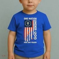 One Nation Under God For 250 Years Distressed Grunge USA Flag Toddler T-Shirt thumb 2