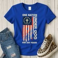 One Nation Under God For 250 Years Distressed Grunge USA Flag Women's T-Shirt thumb 3