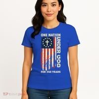 One Nation Under God For 250 Years Distressed Grunge USA Flag Women's T-Shirt thumb 4