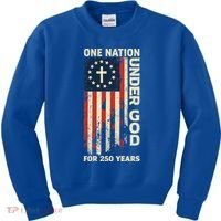 One Nation Under God For 250 Years Distressed Grunge USA Flag Kids Sweatshirt thumb 0