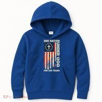 One Nation Under God For 250 Years Distressed Grunge USA Flag Kids Hoodie thumb 0