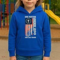 One Nation Under God For 250 Years Distressed Grunge USA Flag Kids Hoodie thumb 3