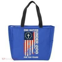 One Nation Under God For 250 Years Distressed Grunge USA Flag Tote Bag thumb 0
