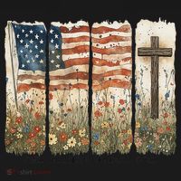 One Nation Under God USA Flag Cross Floral Christian Women Gift Women's Tank Top thumb 5