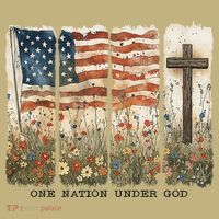 One Nation Under God USA Flag Cross Floral Christian Women Gift T-Shirt thumb 7